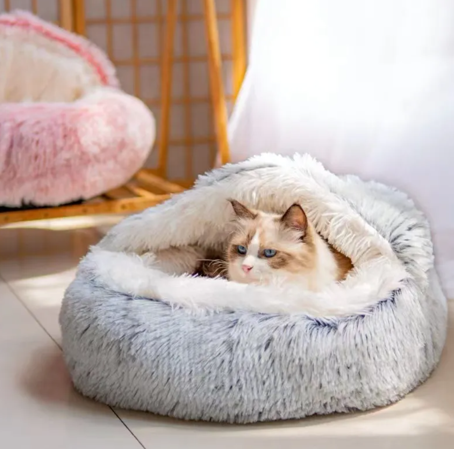 Semi-Closed Pet Bed with Canopy