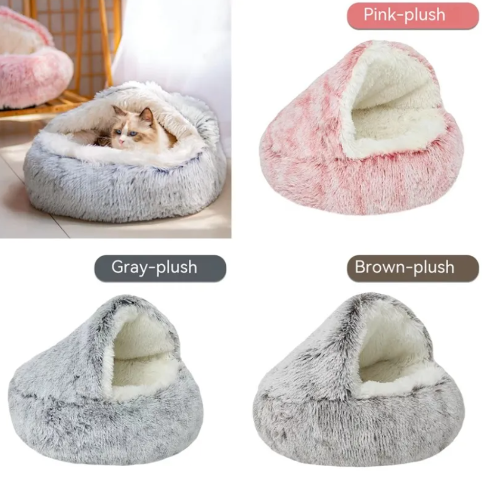 Semi-Closed Pet Bed with Canopy