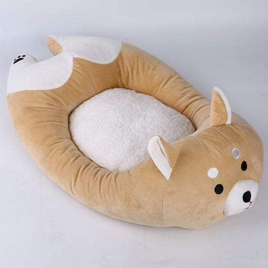 Cute Shiba Inu & Husky Cartoon Pet Bed for All Seasons